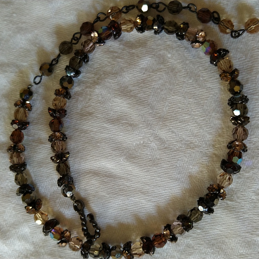 Sparkly crystal bead earth tone choker